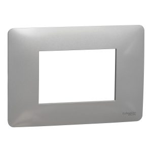 Schneider NU210330, frame, 1 gang, New Unica, 3 modules, Unica Studio, aluminium