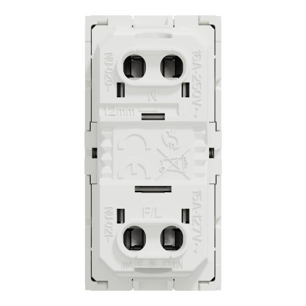 Schneider NU302118 Socket-outlet, New Unica, 2P, 16A, Euroamerican, with shutter, white - Image 2