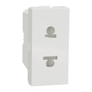Schneider NU302118 Socket-outlet, New Unica, 2P, 16A, Euroamerican, with shutter, white