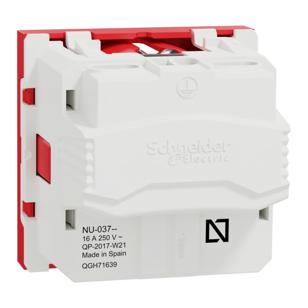 Schneider NU303703 | Socket-outlet, New Unica, 2P+E, 16A, Schuko, with shutter, antibacterial, red - Image 4
