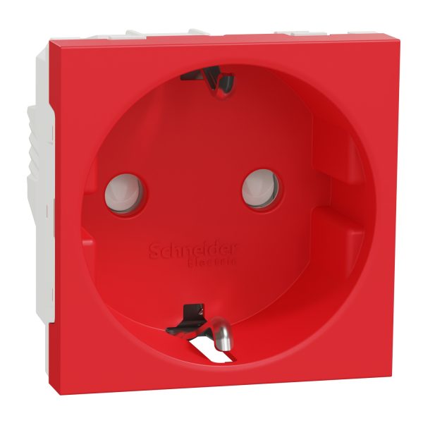 Schneider NU303703 | Socket-outlet, New Unica, 2P+E, 16A, Schuko, with shutter, antibacterial, red - Image 3