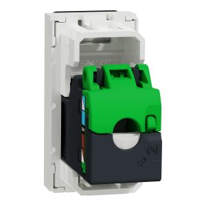 Schneider NU341618 | Data socket, New Unica, RJ45 CAT 6 STP, straight, click, shuttered, 1 module, white