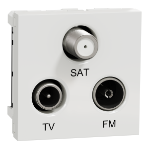 Schneider NU345018 TV/FM/SAT socket, New Unica, mechanism, 2 modules, male IEC 9.52 mm, IP20, white