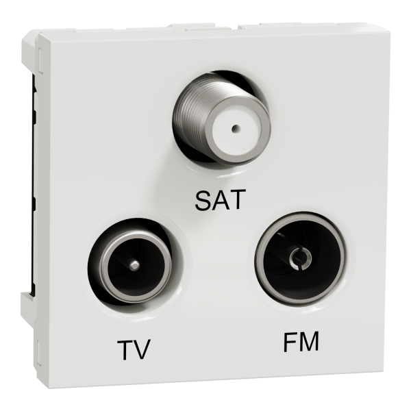 Schneider NU345018 TV/FM/SAT socket, New Unica, mechanism, 2 modules, male IEC 9.52 mm, IP20, white