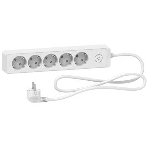 Schneider ST9451W Power StripTrailing lead, Unica extend, 5 Schuko, swicthable, 1.5m cable, white